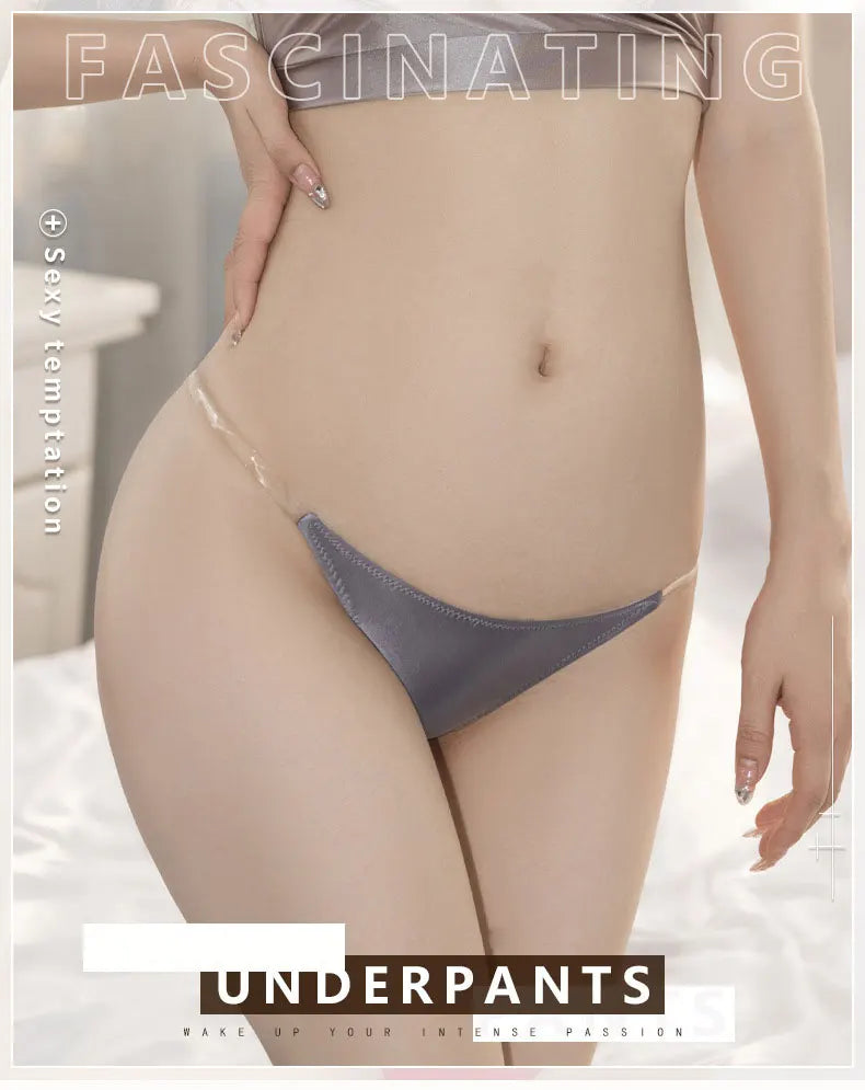 Sexy Erotic Transparent Thong Panties Thin Elastic Low Waisted Women's Underwear Allure G-String Shiny Lingerie Ladies Thongs