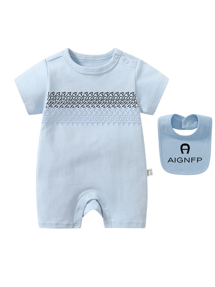 Trend Baby Clothes %100 Cotton Newborns Jumpsuit 2025 Hot Sale New Toddler Boy Rompers Soft Bib scarf Burp cloth Infant 2Pcs Set
