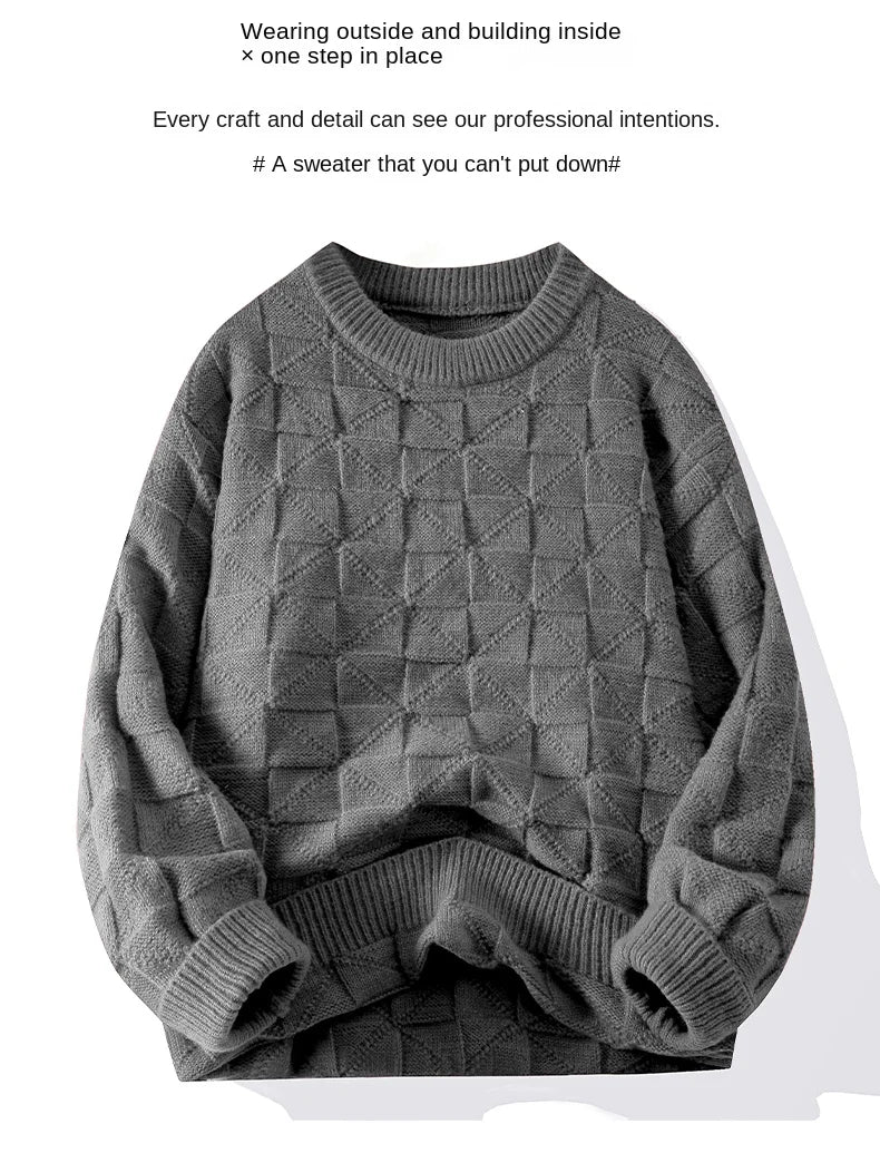 Windproof New Winter Tracksuit Sweatshirt Knit Long Sleeve Sweater Top Loose Shirt Coat Men Crew Neck Pullover Casual Streetwear