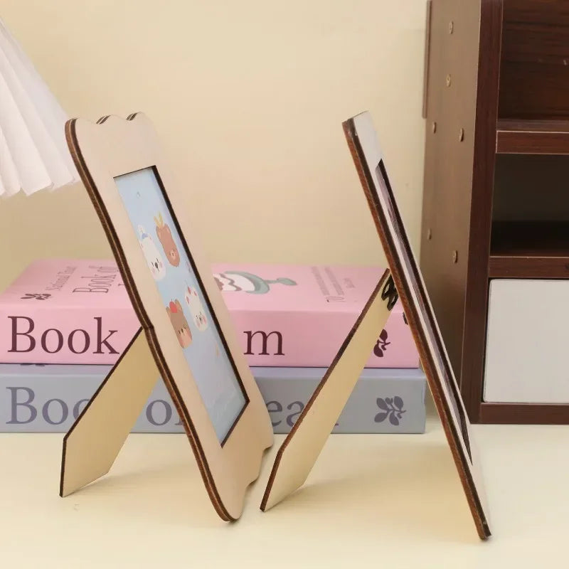 DIY Wood Picture Frames Solid Wood Photo Picture Frames Ornaments Standing Wooden Frames DIY Paintings Crafts Album Decoration