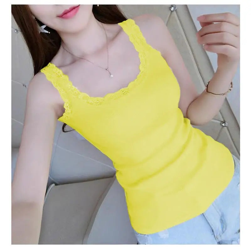 Summer Top Women Sleeveless Lace Tank Top Sexy Women's T-shirt Vest Tank Tops Female Vest Tops White Black Underwear Women