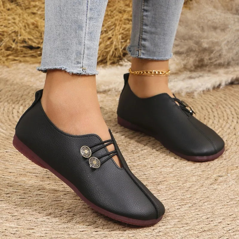 Women's Flat Shoes Soft and Comfortable Walking Light Non-slip Loafers Fashion Women's Leather Shoes Spring and Autumn 2024 New