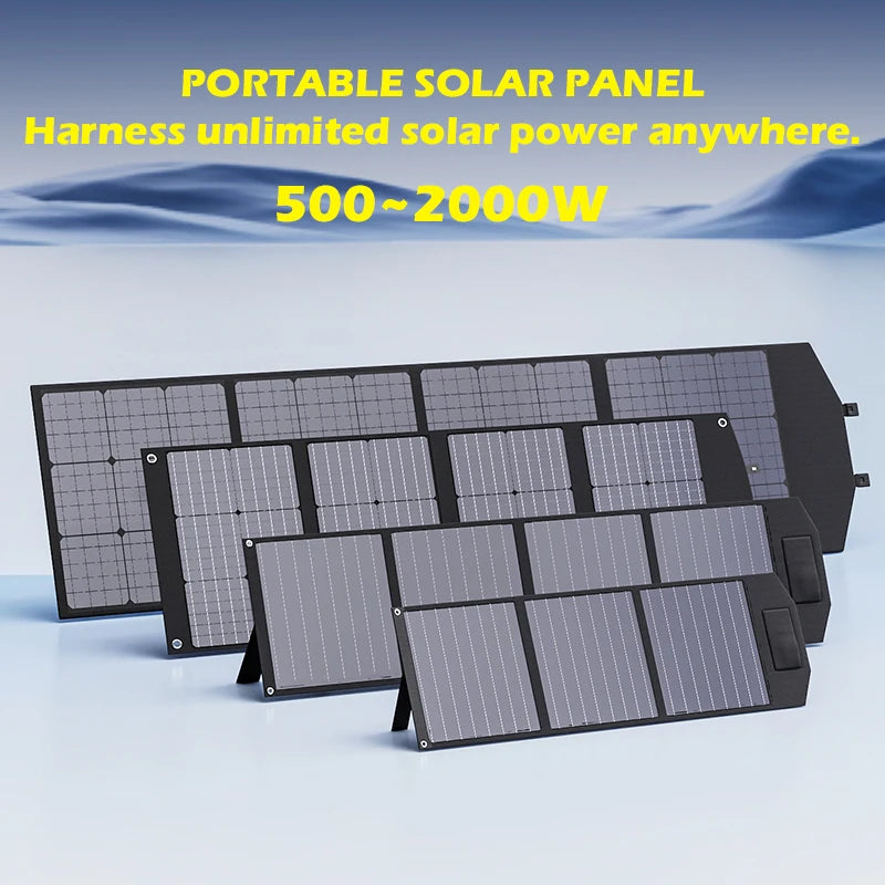2000w 1500w 1000w 500w Flexible Foldable Solar Panel High Efficience Travel & Phone & Boat Portable 12V Solar Panel Kit