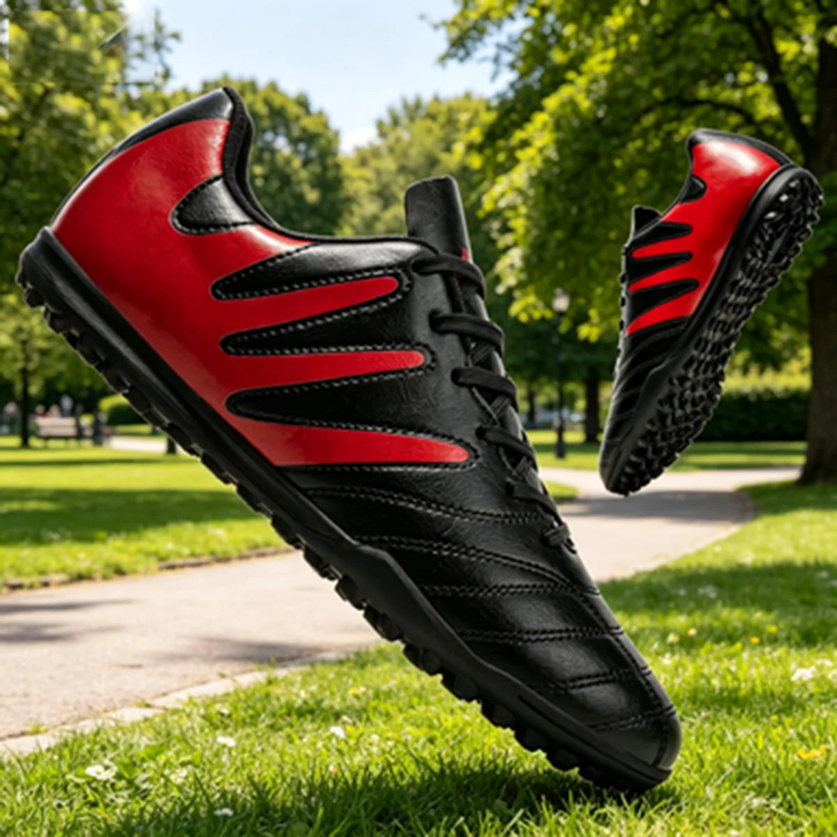 Sport Essential TF Turf Football Shoes Integrated PU Fabric Rubber Sole Anti-slip Wearable Unisex Casual Football Shoes
