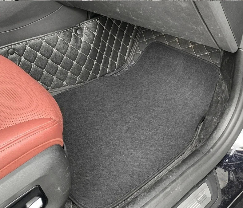 Black Simple Car Front Rear Floor Mats Non-slip Dust-proof Pad Carpet Auto Interior Decoration Universal Wear-resistant Foot Pad