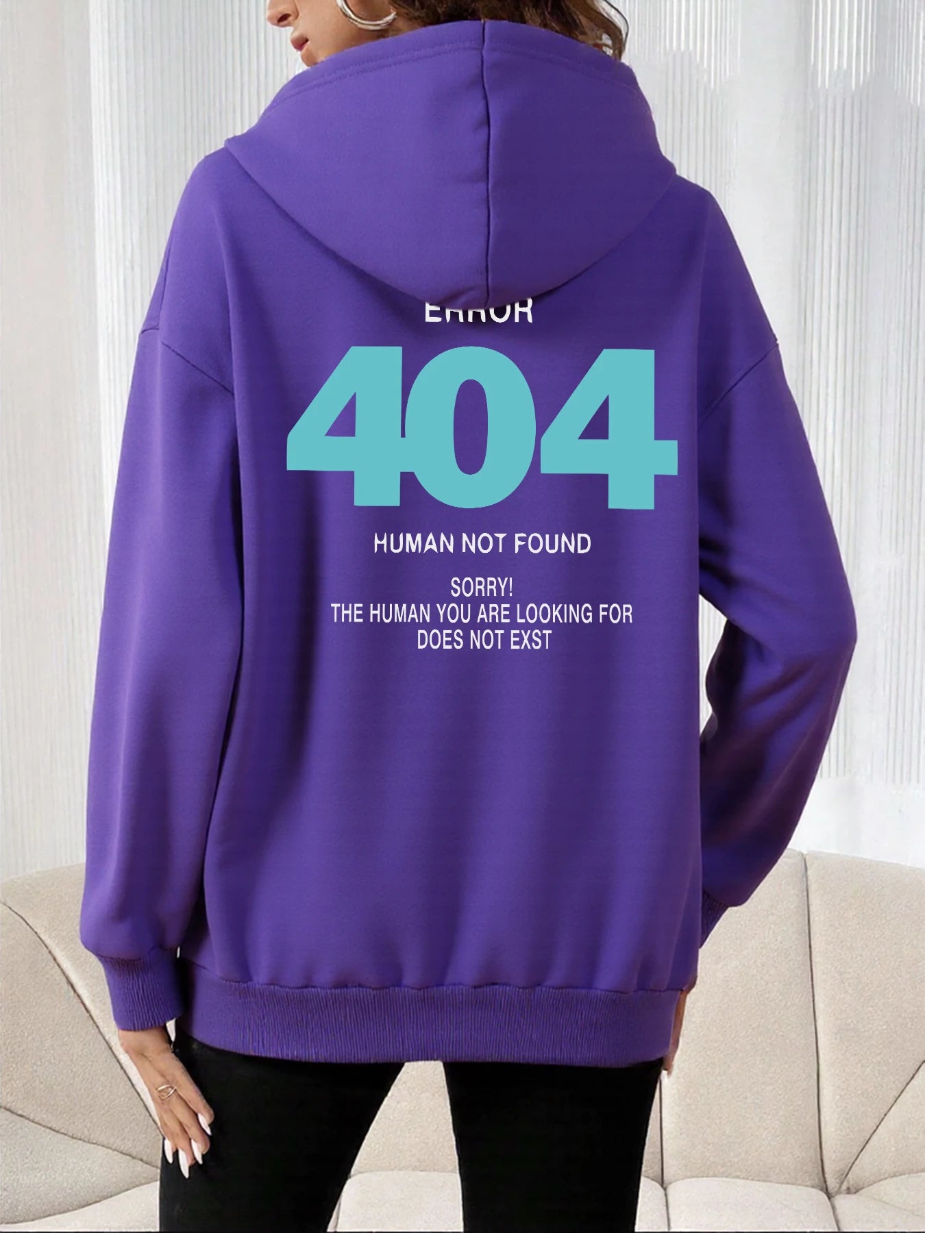 Women's Hoody Error 404 Human Not Found sorry Prints Hoodies Fleece Long Sleeve Oversized Clothes Hip Hop Street Pullover