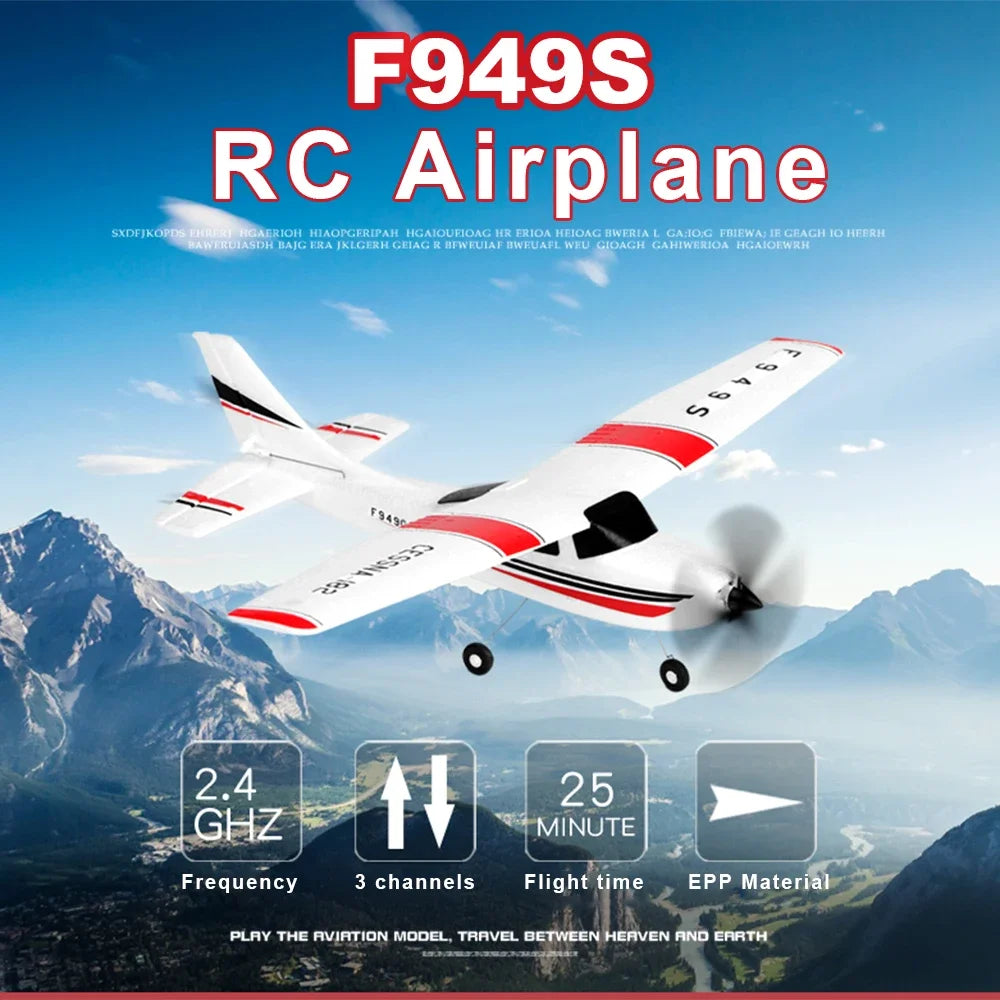 WLtoys 2.4G F949 RC Airplane Cessna 182 3D6G 3Ch Fixed Wing Plane Outdoor Drone RTF With Gyroscope RC Toy Gift for Adults