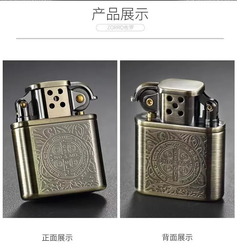 ZORRO Vintage Metal Constantine Kerosen Lighter Flint Copper Oil Cigarette Lighter Antique Series Lighter