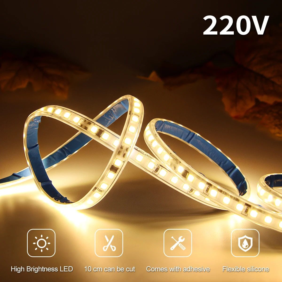 LED Strip Outdoor Waterproof warm white SMD LED Strip SMD2835 LED Strip Light 1M 2M 5M 10M 20M 25M 220V Flexible light strip