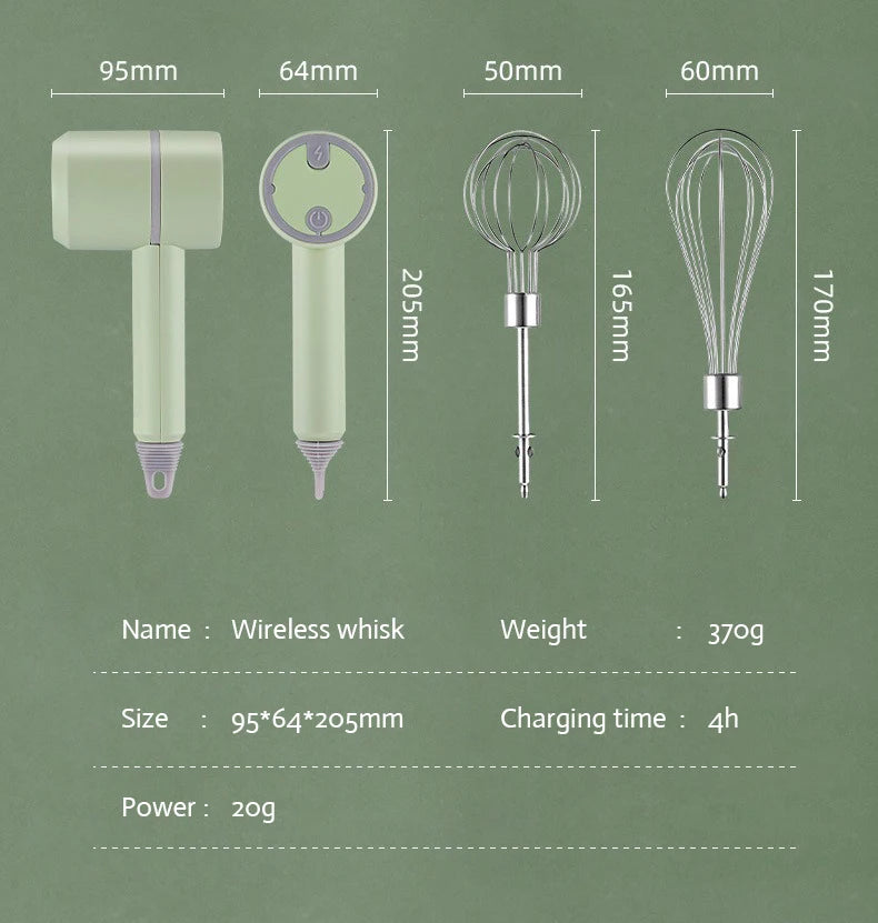 Portable Electric Food Mixer Wireless Hand Blender 3 Gear Speeds High Power Dough Blender Egg Beater Baking Kitchen Mixer Tools