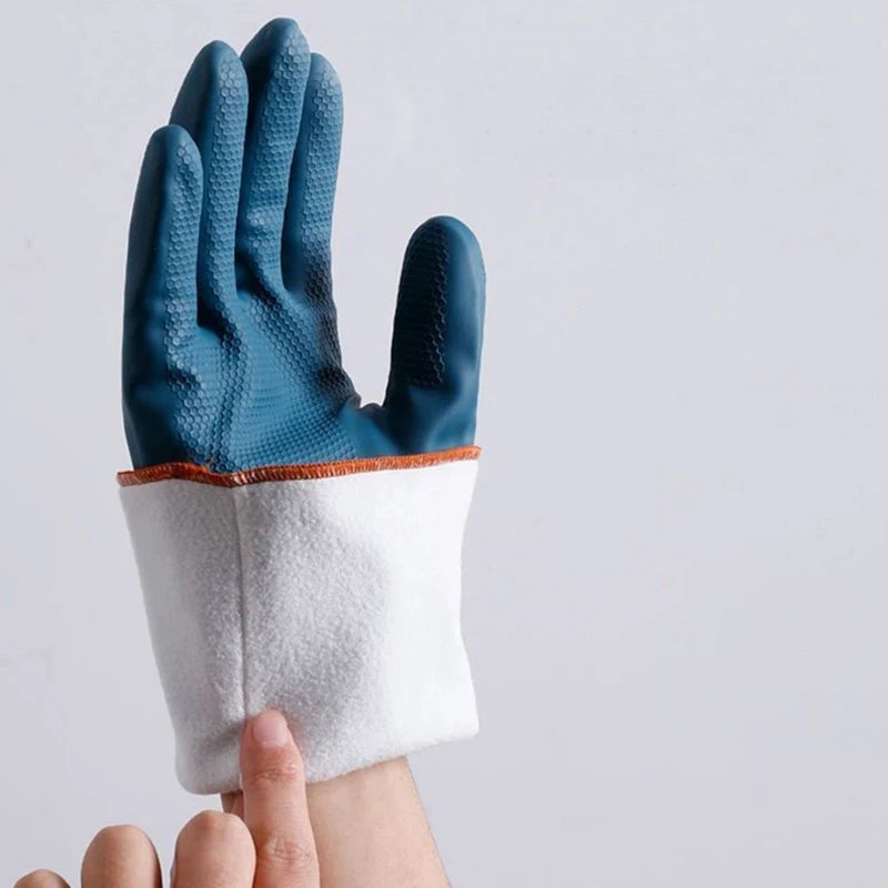 2/4 Pairs Waterproof Gloves with Fleece Thicked Cleaning Gloves Household Bathroom Kitchen Hands Protection Gloves Cleaning Tool
