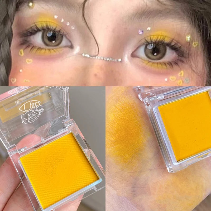 Green Mango Yellow Eyeshadow Matte High Pigment Eyeshadow Makeup Palette Soft Brightening Face Matte Velvet Eye Shadow Powder