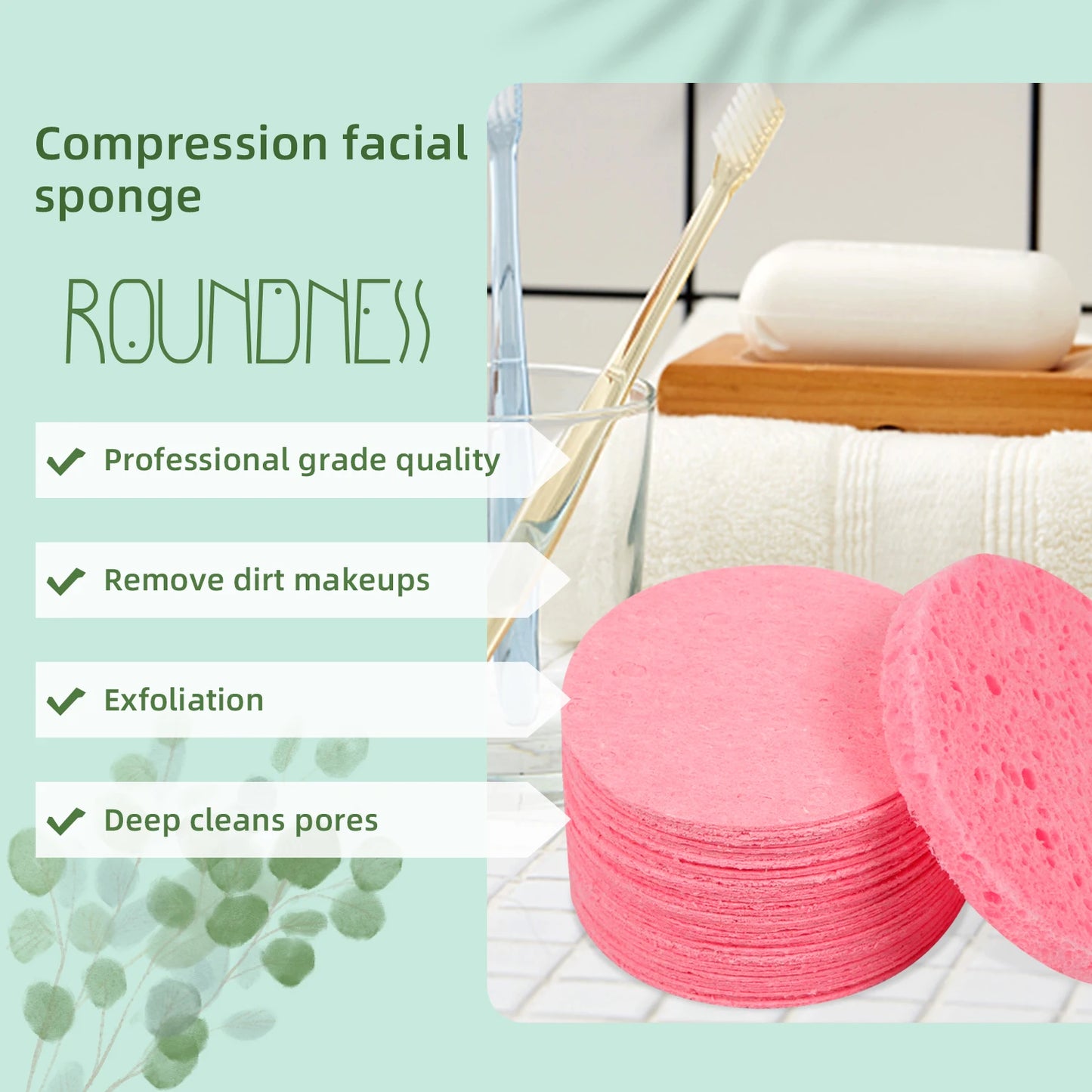 25pcs Compress Face Wash Puff Natural Wood Pulp Sponge Face Wash Puff Foaming Face Puff Cosmetic Puff Face Cleansing Sponge