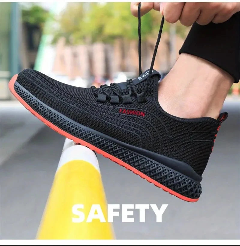 Work Shoes With Steel Toe Boots Anti Smash Safety Shoes Men Women Light Work Sneakers Breathable Anti-Stab Indestructible Shoes