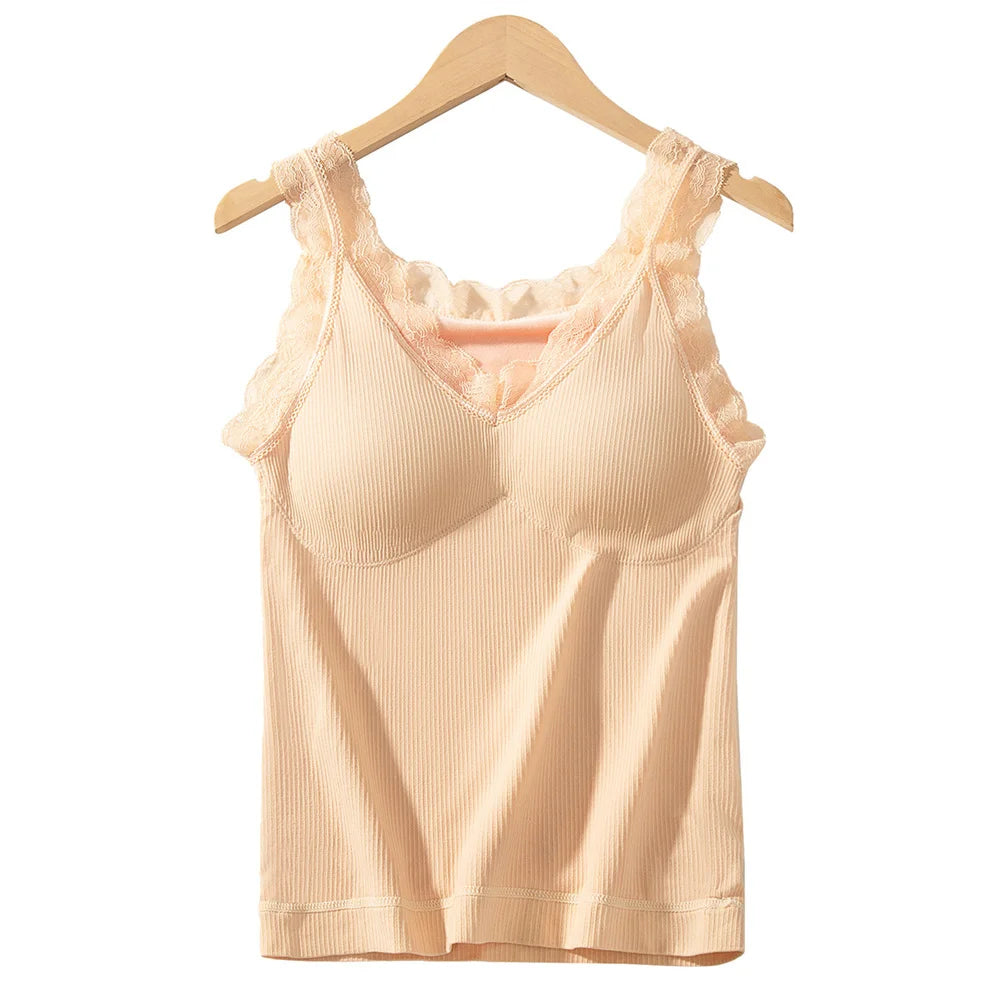 Lace Thermal Underwear Vest Thermo Lingerie Women Winter Clothing Warm Top Inner Wear Thermal Shirt Undershirt Intimate