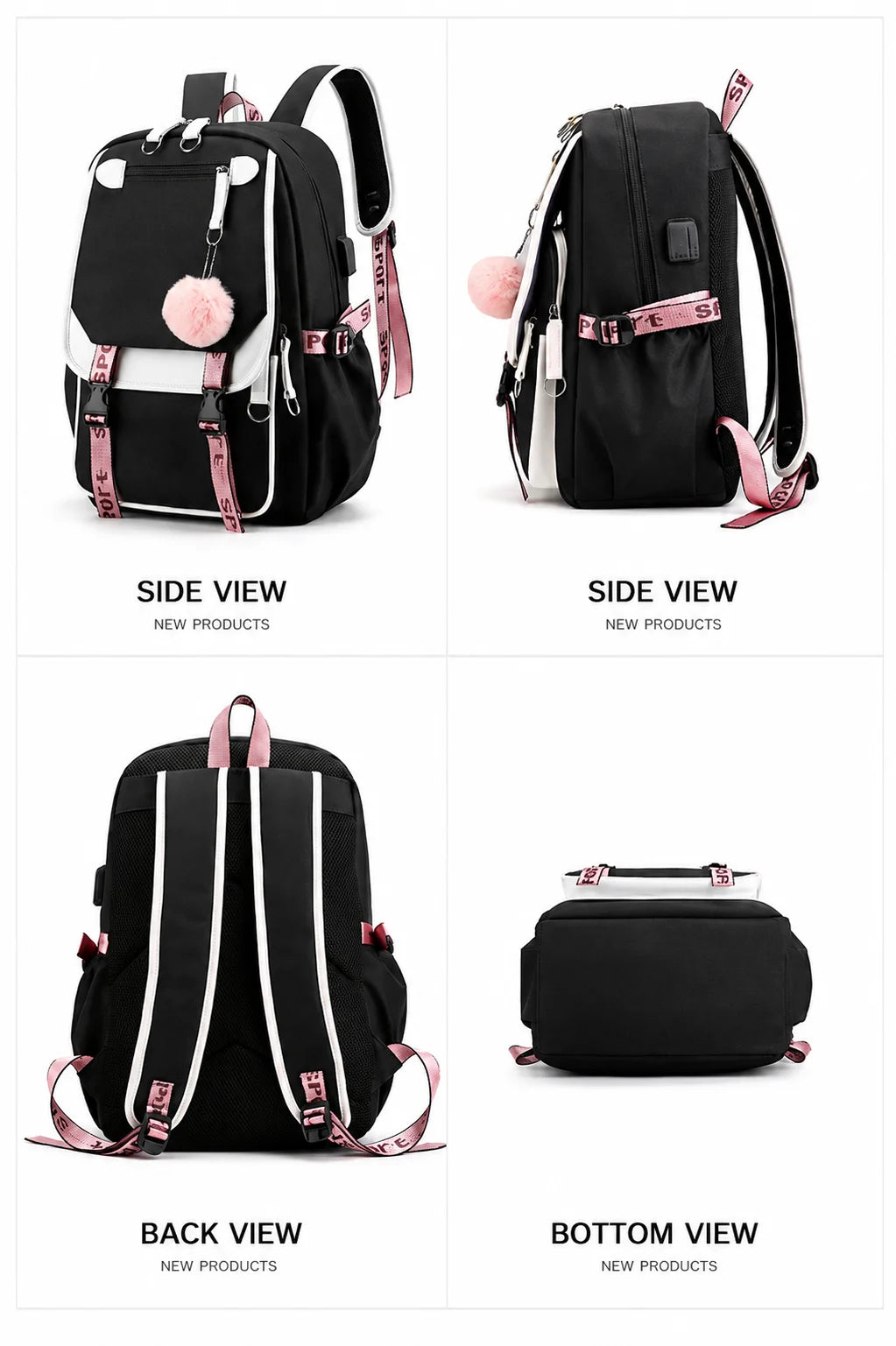 Trendy Girl Group School Bags for Students Girls Large Capacity Travel Book Bag Usb Charging Laptop Backpack Children Backpacks