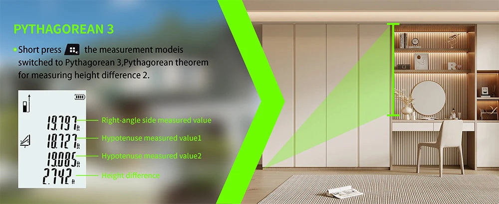 Green Laser Rangefinder 120m Distance Meter Tape Rangefinder Measurement Digital Tape Tool