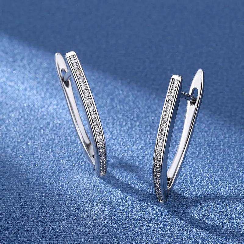 925 Sterling Silver Zircon Stud Earrings For Women High Quality Luxury Bridal Wedding Silver 925 Jewelry