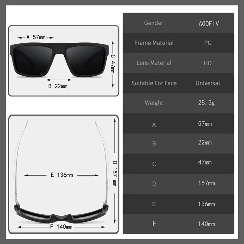 Luxury Polarized Sunglasses Fashion Square Male Sun Glasses Vintage Driving Fishing Eyeglasses Sport Shades UV