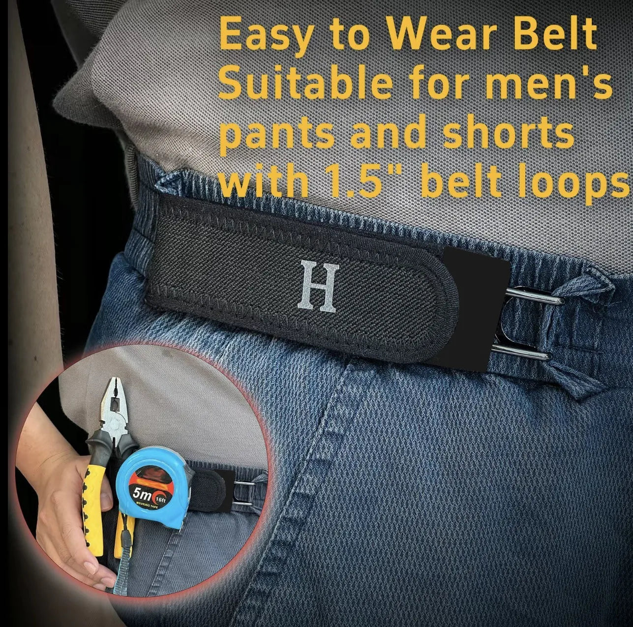 2Pcs Adjustable Buckleless Belt Hook Elastic Velcro Waist Buckle Waist Belt For Men‘s Gift Casual Belt With Buckle