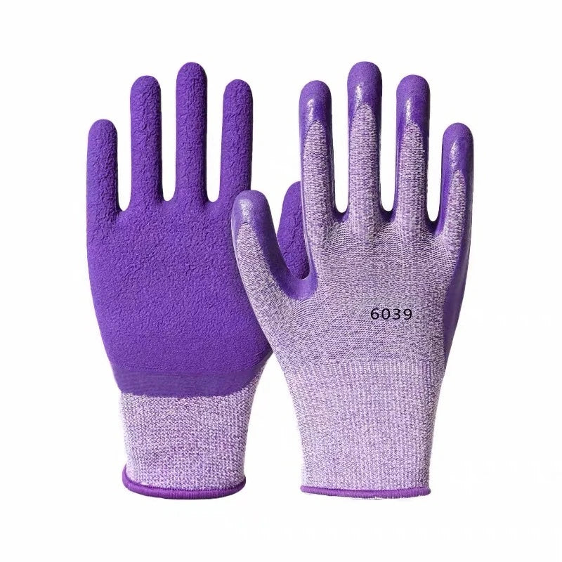 Tool Emboss Embossing Work Gloves Antiskid Breathable Latex Work Safe Gloves Elastic Purple Protective Mittens Daily Handling
