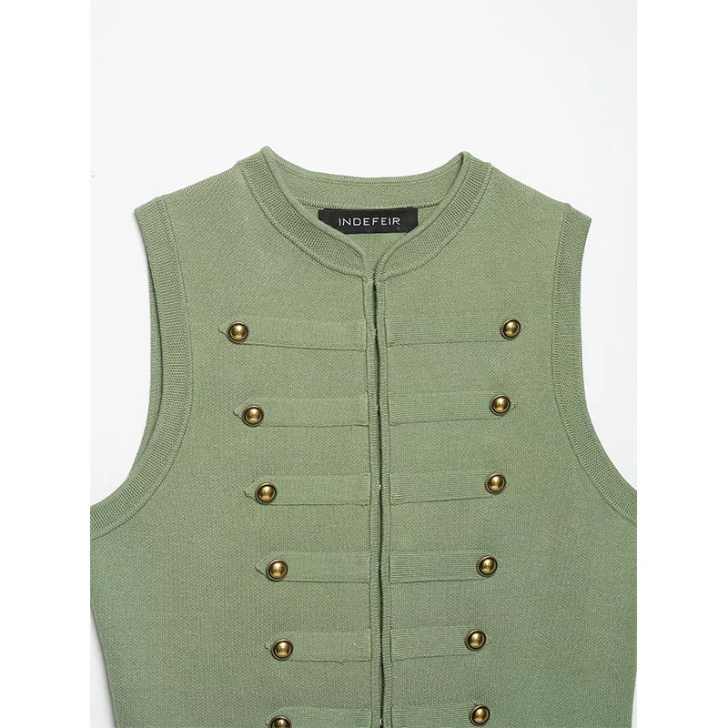 Women's Summer Knit Tops Vest 2026 New Fashion Retro Stretch Knit Short Blouses Tops Summer Street Chic Youth Holiday Tops