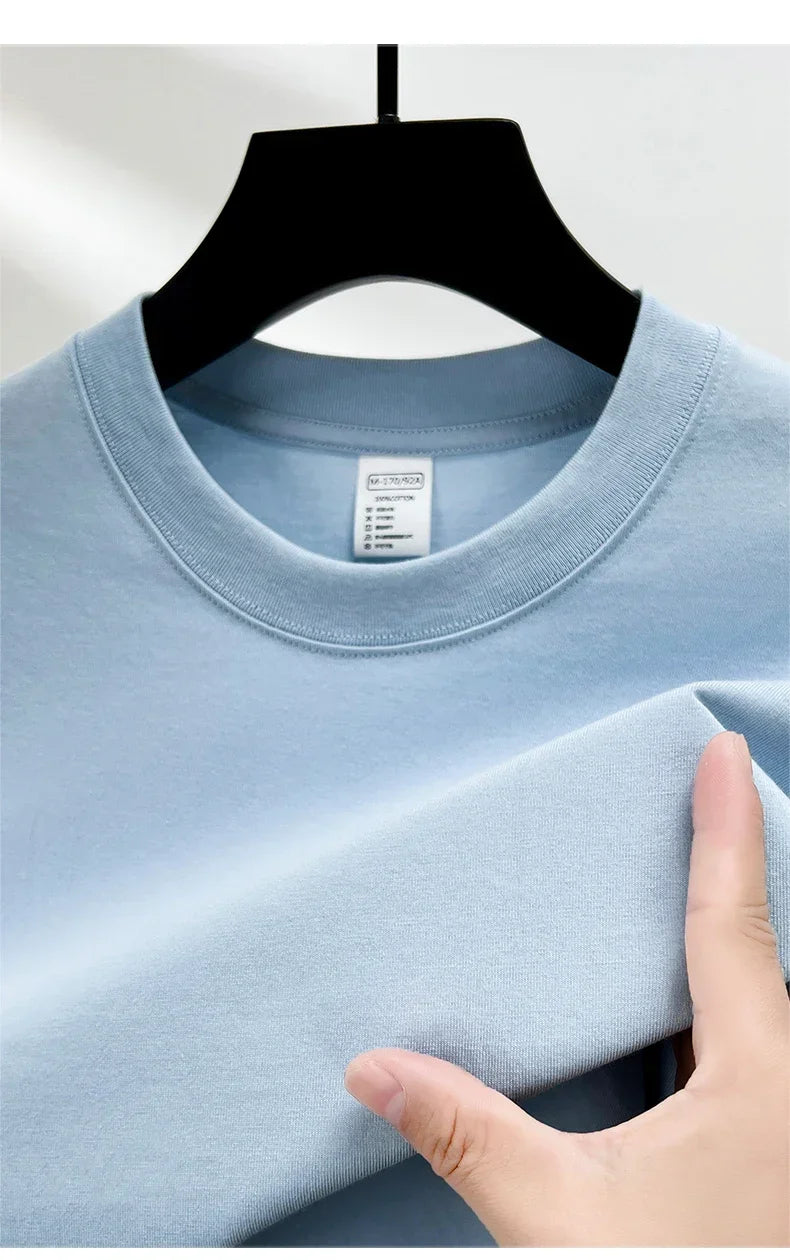 Summer  100% Pure Cotton Men's Short Sleeve Round Neck Fashionable Style Half Sleeved Top Breathable T Shirt Short Sleeve