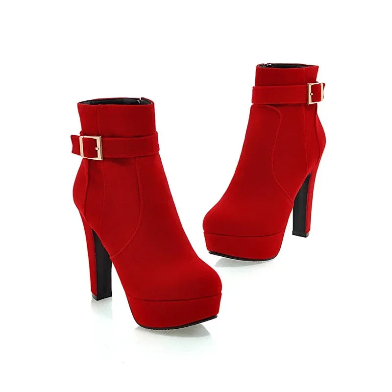 Woman Fashion High Heels Women's Shoes Sexy Add Fur Winter Ankle Boots Short Boots Ladies Shoes