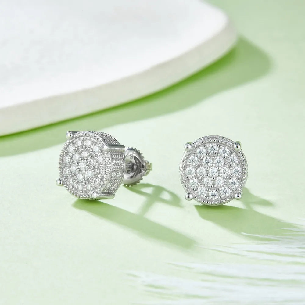 M-JAJA Full Moissanite Diamond Stud Earrings for Women/Men 18K Gold Plated 925 Sterling Silver Screw Earrings Party Fine Jewelry