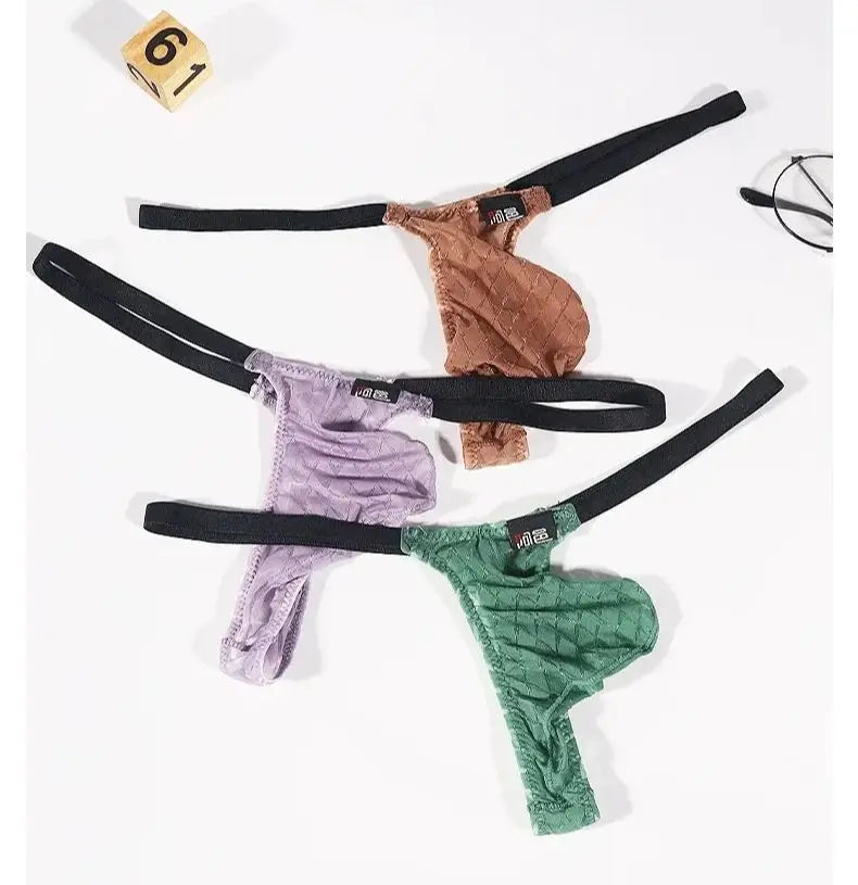 men's thongs fully transparent T-pants ultra-thin ice silk men's fun transparent low waisted slim fitting T-pants 2001