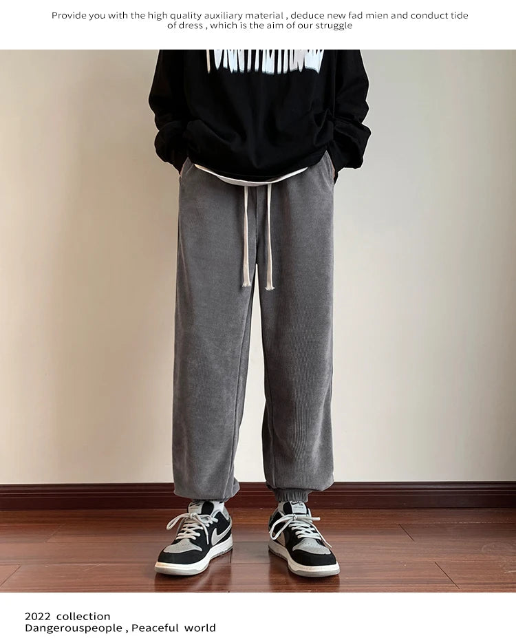2025 New Men's Corduroy Casual Pants Autumn Winter Wear Resistant Dirt Proof Loose Fit Sport Style Trousers for Working