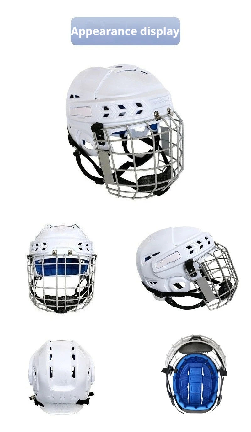 ICE HOCKEY HELMET - Certified for Roller & Street Hockey, Lacrosse,Adjustable Full Protection Headgear with Ear Protection