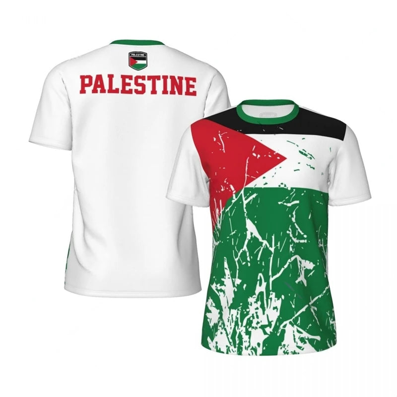 Palestine Flag Football T Shirts For Men Fashion Summer National Emblem 3D Printed Jersey Casual Quick Dry Breathable Tees Tops