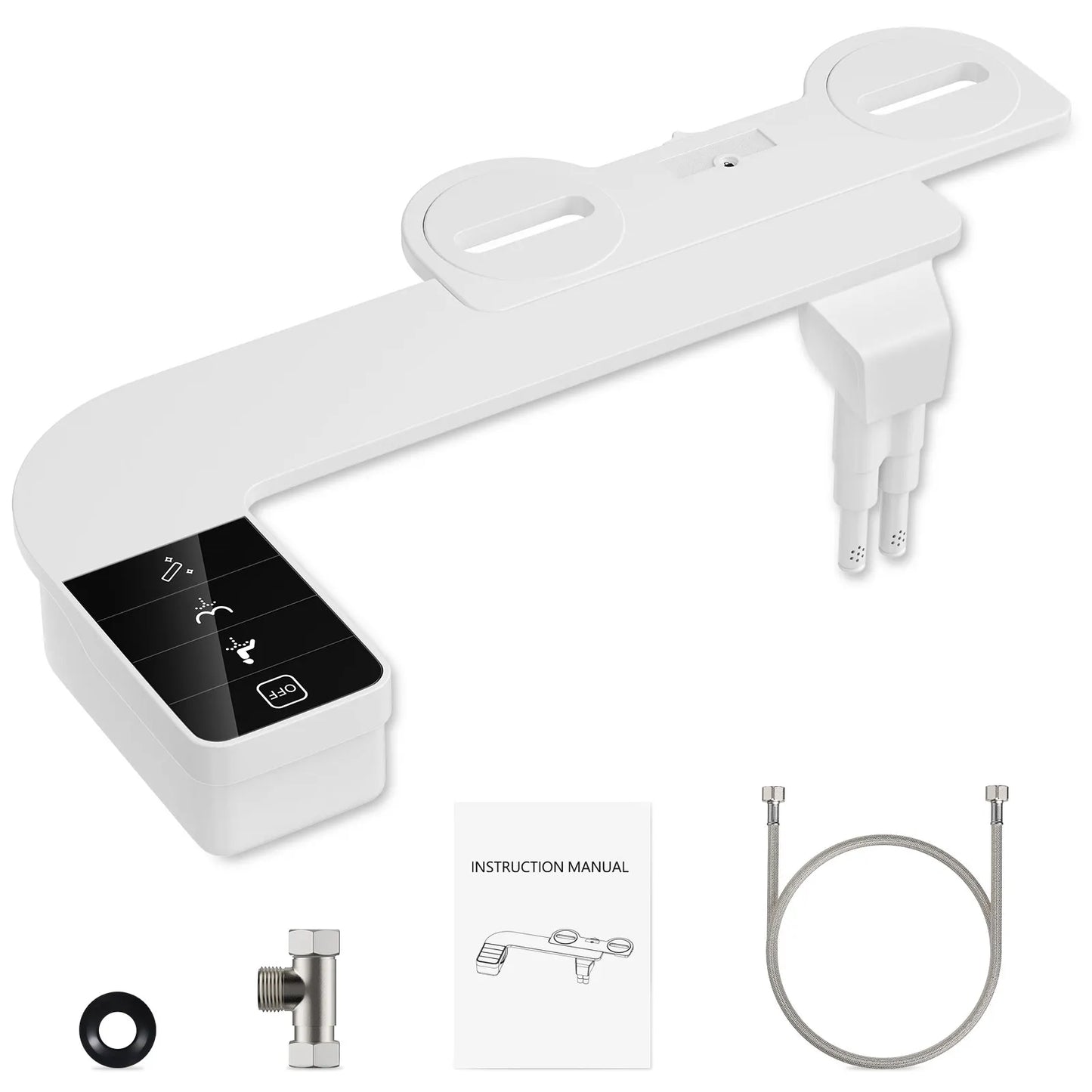 Bidet Attachment for Toilet Seat Self Cleaning Attachment Non-Electric Dual Nozzle Bidet Adjustable Water Pressure Ass Sprayer