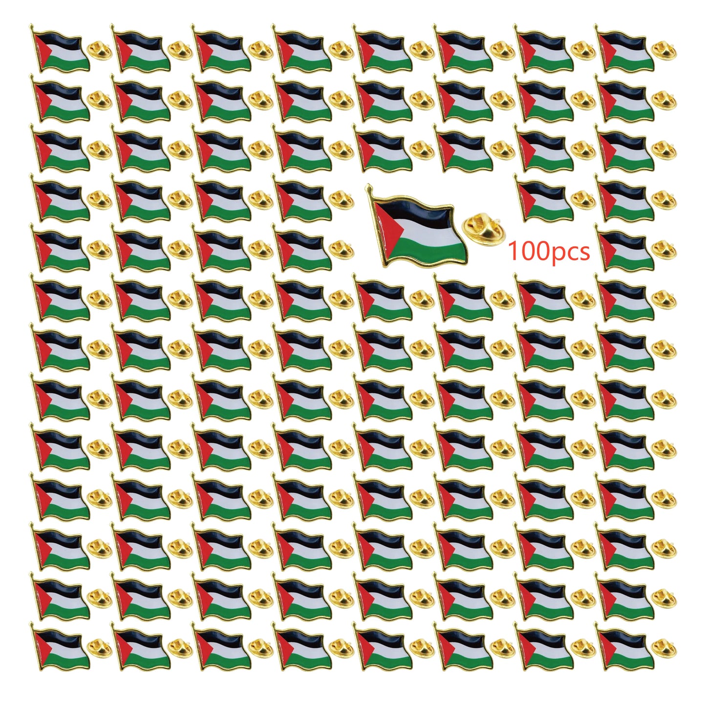 Palestine Flag Lapel Pins - Bulk Pack Palestine National Emblem Badges for Jackets Hats Backpacks And Clothes