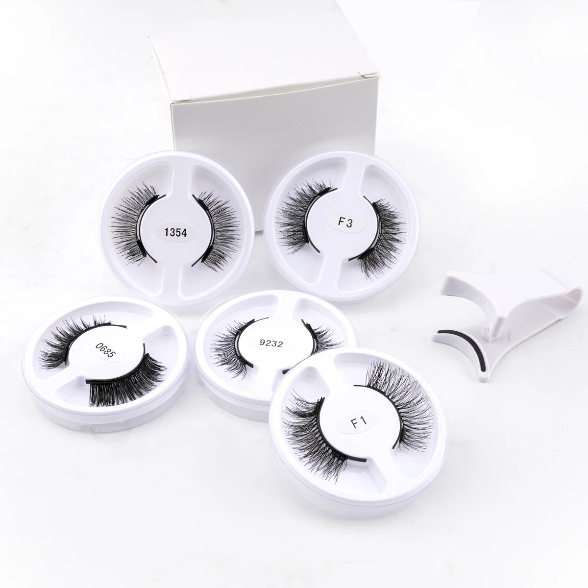 5 Pairs Reusable Magnetic Lashes Set with Magnetic Tweezers Makeup Tool 5 Style Faux Mink Lashes Curly Eyelashes Extension Kit