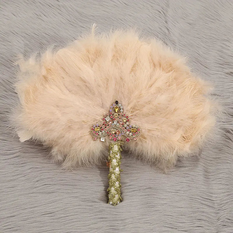 Western Wedding Bride Holding Fan, Big Round Feather Fan, Stage Performance, Dance Fan, Photography Prop, Wedding Supplies