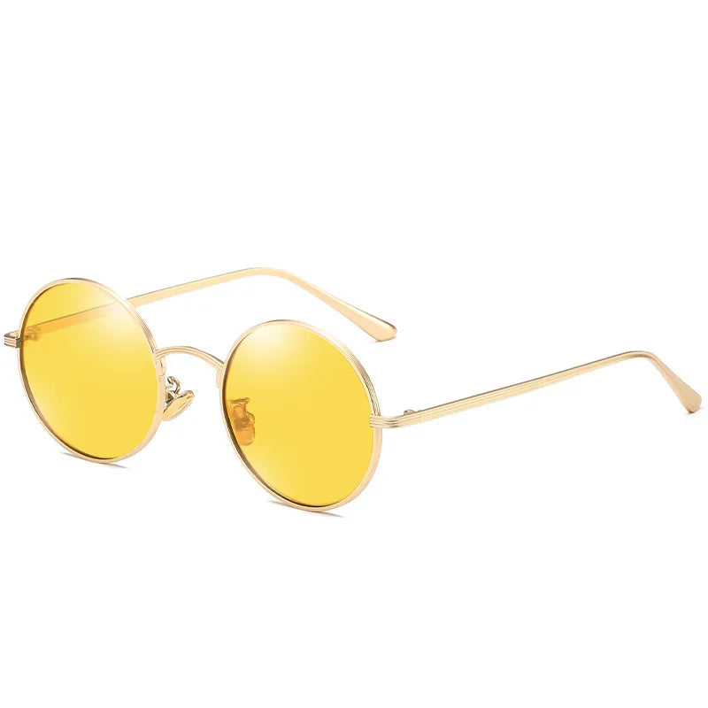 Men Polarized Sunglasses Retro Punk Style Metal Small Round Frame Sunblock Sun Glasses Drive Sports Outdoor Travel Eyewear T251