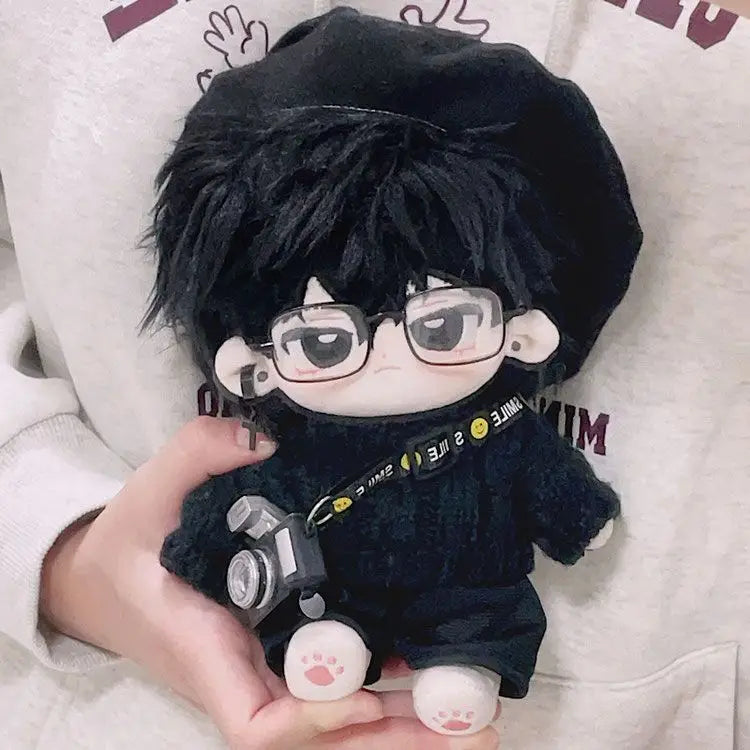 20cm baby clothes black beret black sweater set autumn and winter cool cotton doll clothes fat body can wear