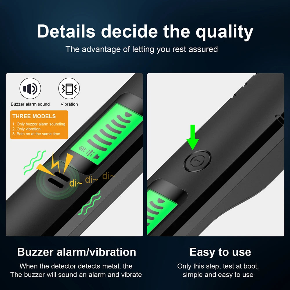 Metal Detector Handheld Sound Vibrate Alarm High Sensitivity Metal Scanner Security Checker Pinpointer Search Coil Metal Finder