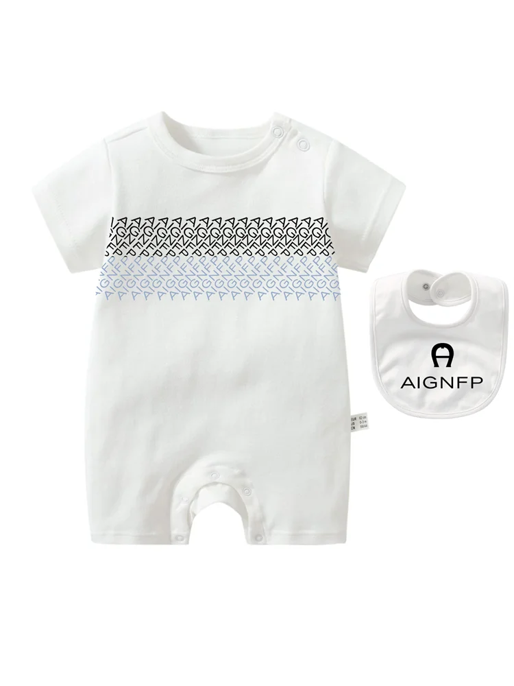 Trend Baby Clothes %100 Cotton Newborns Jumpsuit 2025 Hot Sale New Toddler Boy Rompers Soft Bib scarf Burp cloth Infant 2Pcs Set