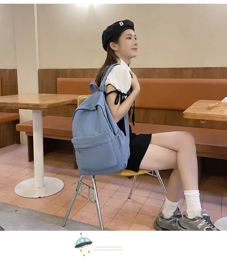 Fashion Canvas Backpack for Women Anti-theft School Shoulder Bag for Teenage Girls New Style Female School Backpack