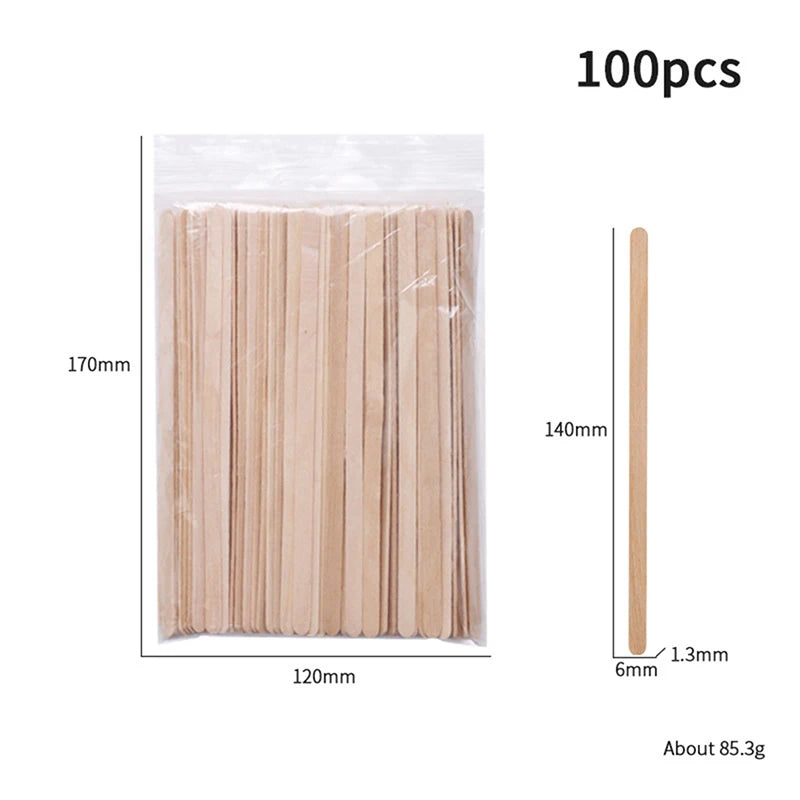 100PCS Disposable Wooden Hair Removal Sticks for Women Depilation Spatula Waxing Tool for Face Eyebrows Beauty Care
