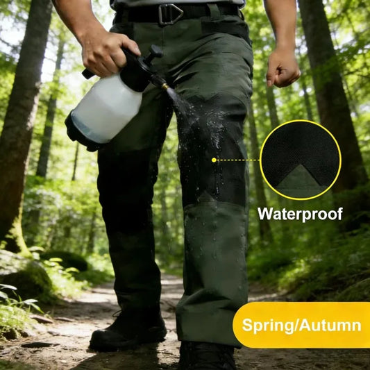 Men's Spring Autumn Tactical Pants Outdoor Work Cargo Trousers for Hiking Camping Climbing Hunting Waterproof with Multi-Pockets