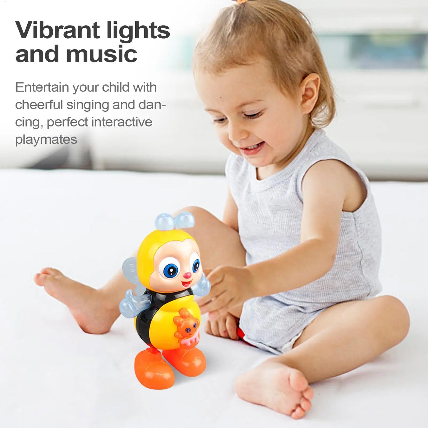 Baby Bee Toy Musical Interactive Toy Sensory Fun Developmental Cartoon Toy Kids Gifts Electric with Lights Dancing Robo