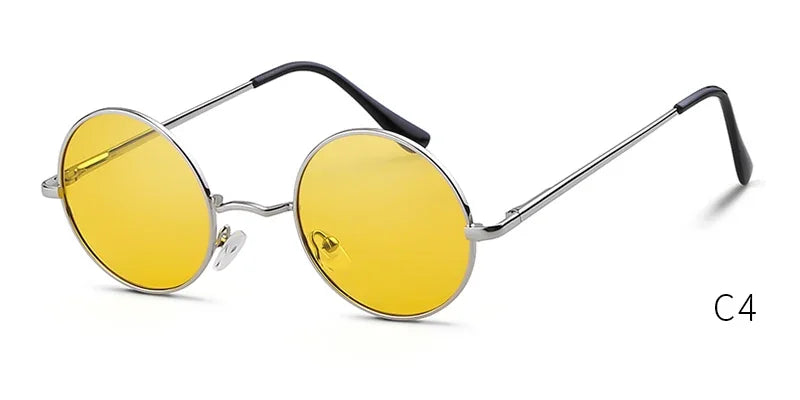 Trendy Round Polarized Sunglasses High Quality Brand Design Vintage Party Men Circle Small Frame Women Yellow Shades Sun Glasses