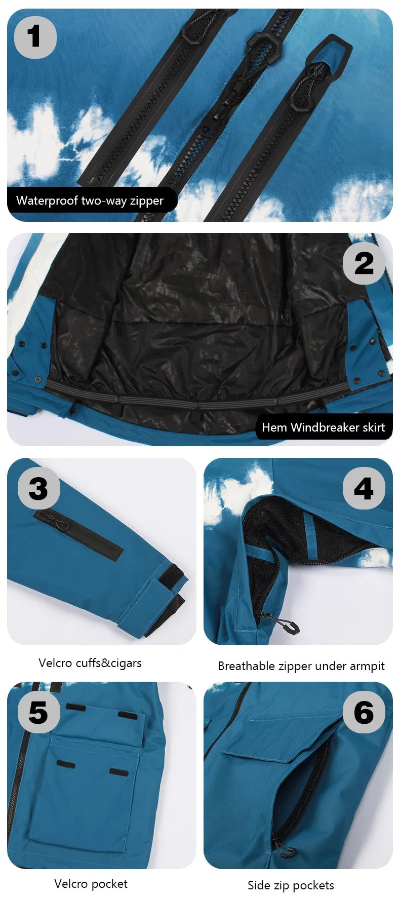 Winter New Skiing Jackets Thickened Warm Winter Clothes Outdoor Sport Waterproof Jackets Loose Couple Snow Coats Snowboard Tops