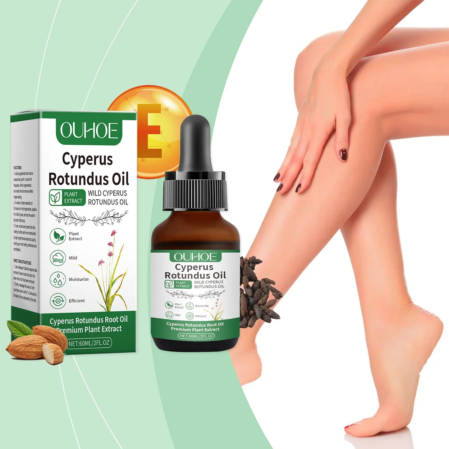 Natural Cyperus Rotundus Oil Hair Removal Inhibitor Smoothing Moisturizing After Shave Soothing Nourish Calming Body Skin Care