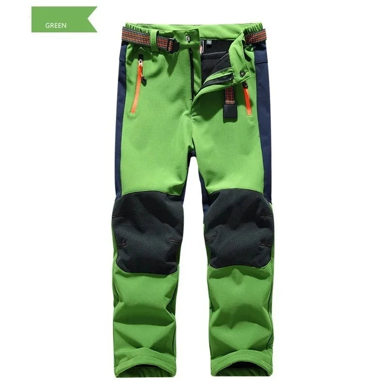 new spring windproof waterproof children outdoor kids pants boys girls soft shell pants warm teens climbing pants sweatpants