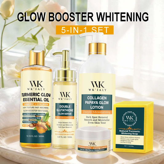 WK JALY Whitening Skin Care Set, Moisturize With Collagen, Glutathione, Natural Turmeric, Remove Acne, Dark Spot, Even Skin Tone